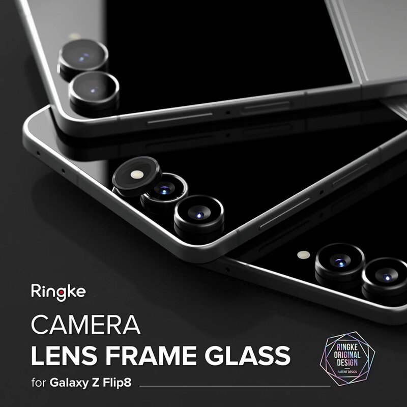 [Pachet 2x] Folie sticla camera Samsung Galaxy Z Flip8 Ringke Camera Lens Frame, negru