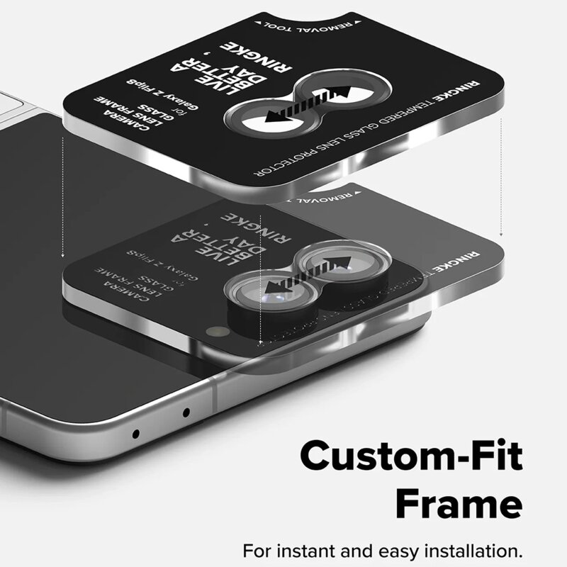 [Pachet 2x] Folie sticla camera Samsung Galaxy Z Flip8 Ringke Camera Lens Frame, negru