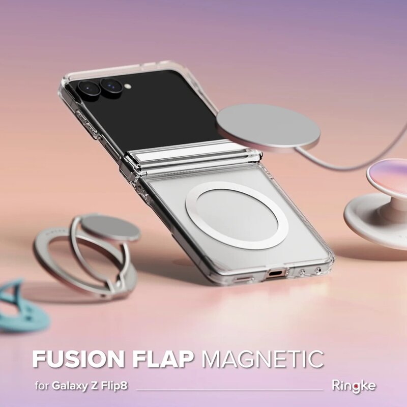 Husa Samsung Galaxy Z Flip8 Ringke Fusion Flap Magnetic, transparenta