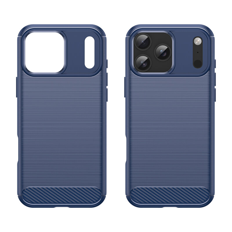 Husa iPhone 17 Pro Techsuit Carbon Silicone, albastru