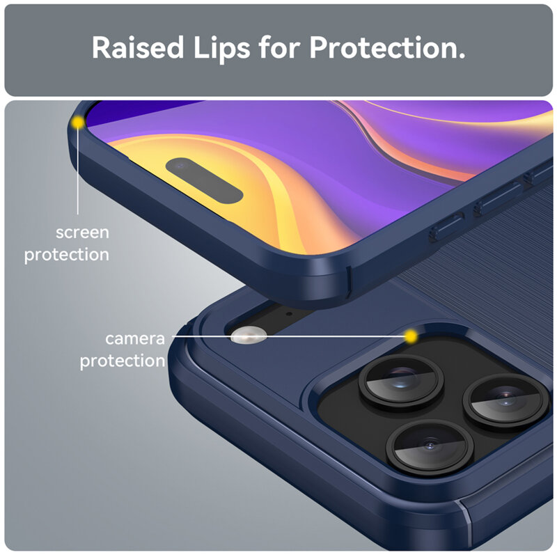 Husa iPhone 17 Pro Techsuit Carbon Silicone, albastru