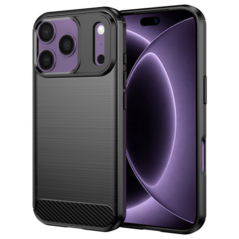 Husa iPhone 17 Pro Techsuit Carbon Silicone, negru