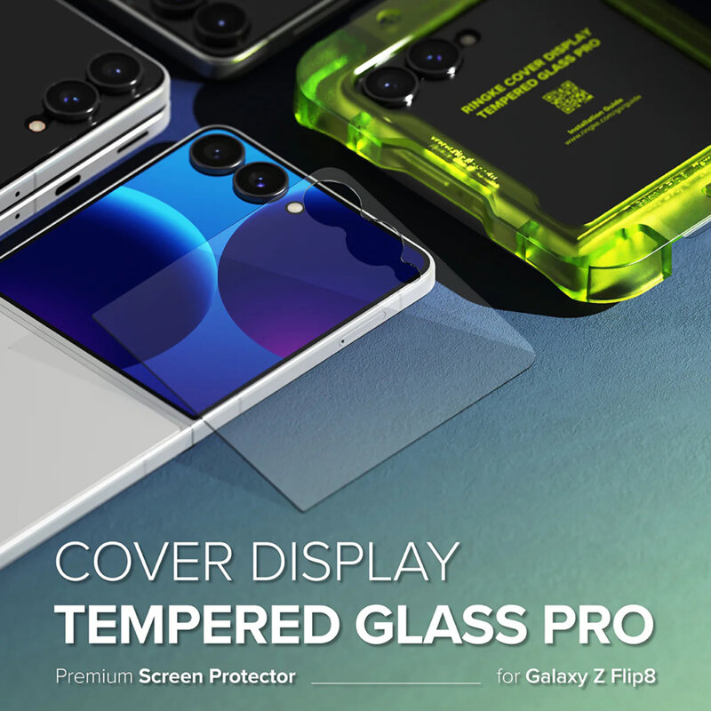 [Pachet 2x] Folie sticla Samsung Galaxy Z Flip8 Ringke Cover Display Tempered Glass Pro, transparenta