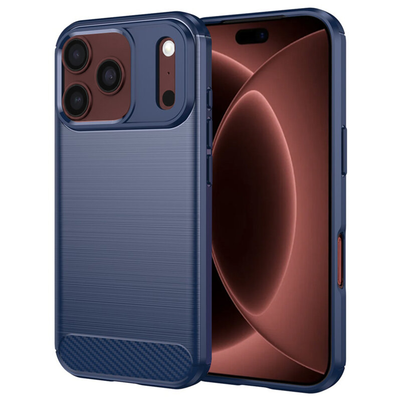 Husa iPhone 17 Pro Max Techsuit Carbon Silicone, albastru
