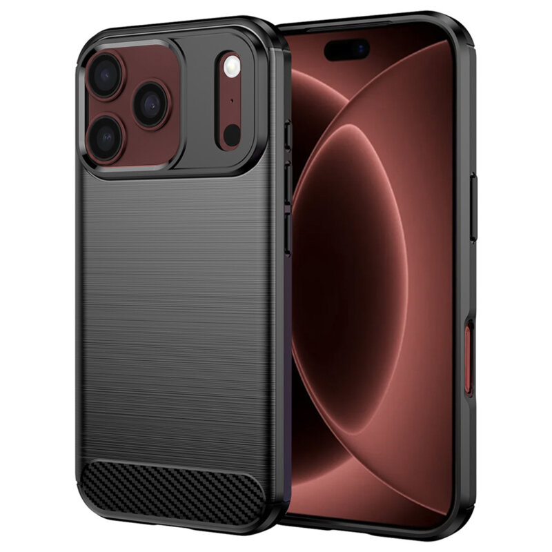Husa iPhone 17 Pro Max Techsuit Carbon Silicone, negru