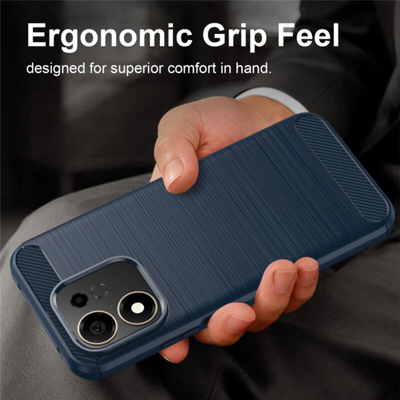 Husa Honor 600 Smart Techsuit Carbon Silicone, albastru