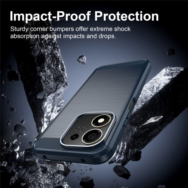Husa Honor 600 Smart Techsuit Carbon Silicone, albastru
