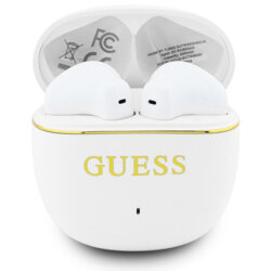 Casti Bluetooth Guess Glossy Gold Line Classic, alb, GUTWSG3HGECH