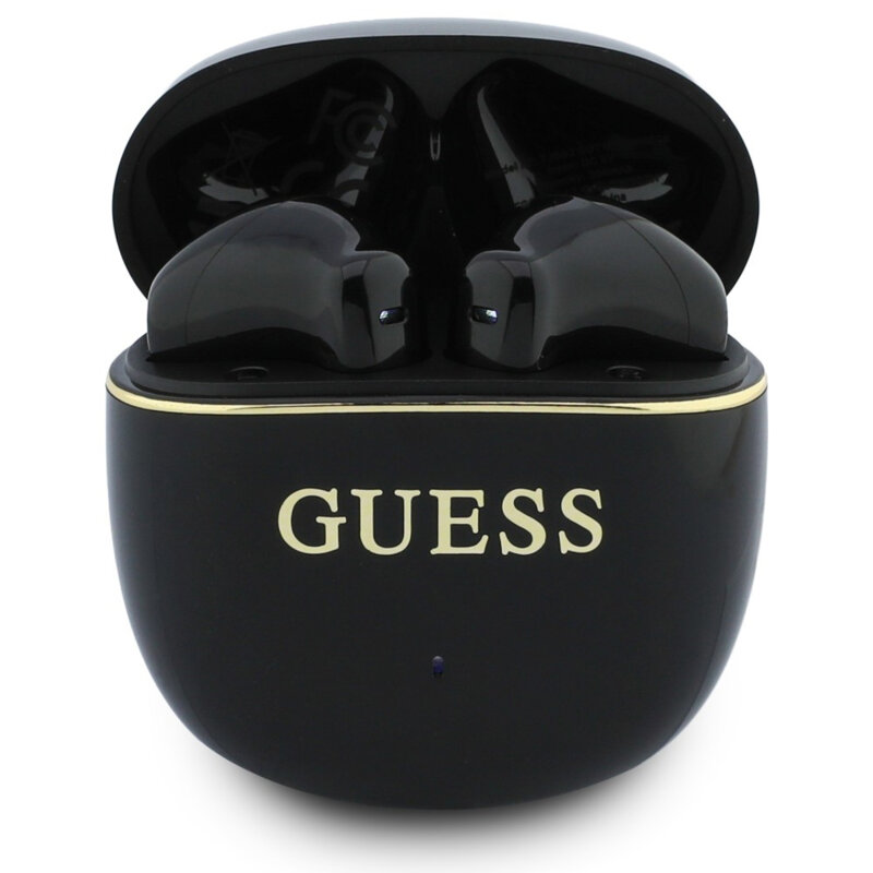 Casti Bluetooth Guess Glossy Gold Line Classic, negru, GUTWSG3HGECK