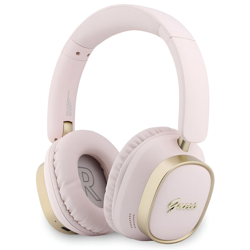 Casti Bluetooth Guess Rectangle Metal Script, roz, GUBHV28HGCSMP
