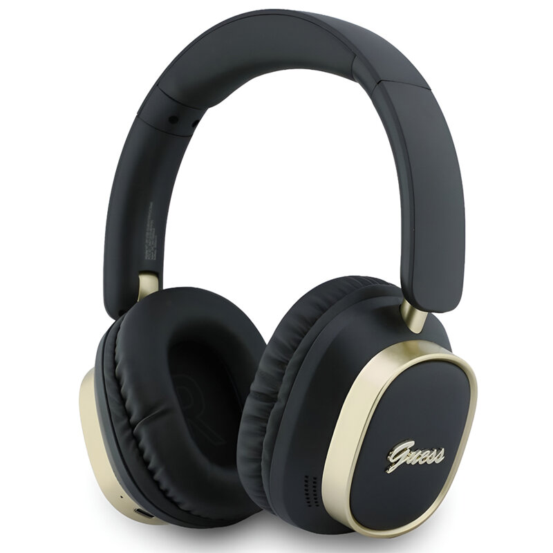 Casti Bluetooth Guess Rectangle Metal Script, negru, GUBHV28HGCSMK