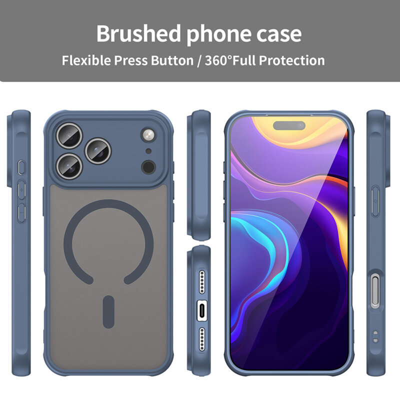 Husa iPhone 17 Pro Max Techsuit HaloFrost II MagSafe, bleumarin