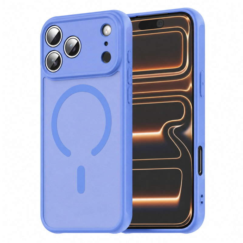 Husa iPhone 17 Pro Max Techsuit HaloFrost II MagSafe, albastru
