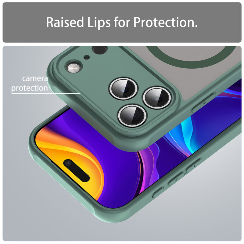 Husa iPhone 17 Pro Max Techsuit HaloFrost II MagSafe, verde