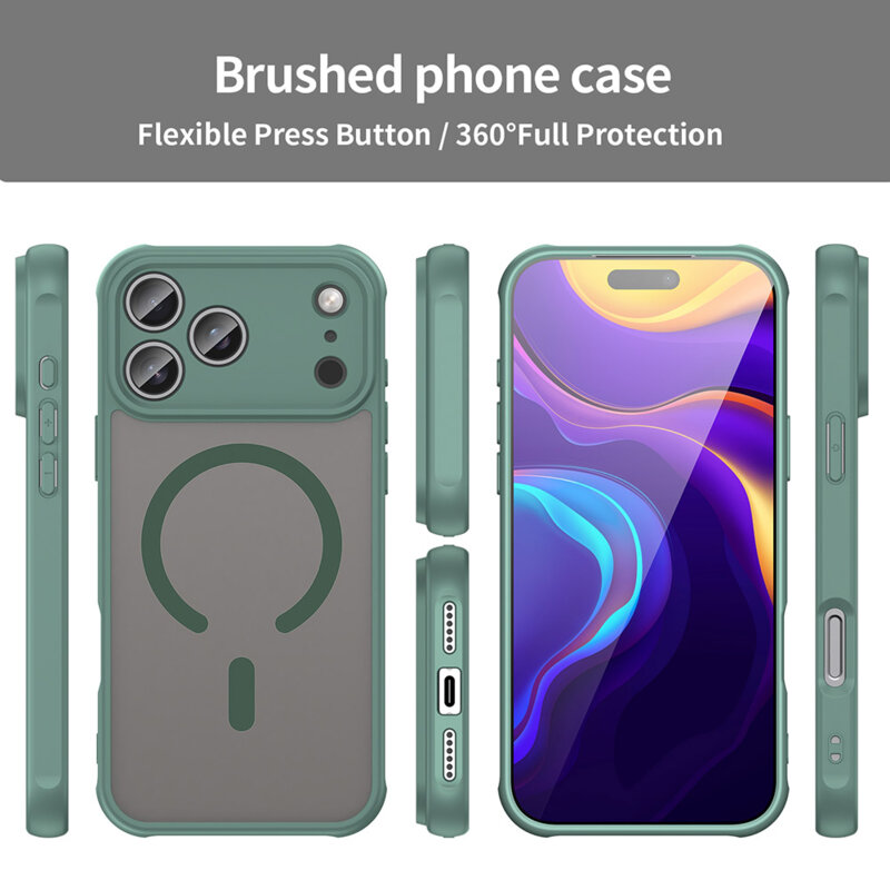 Husa iPhone 17 Pro Max Techsuit HaloFrost II MagSafe, verde