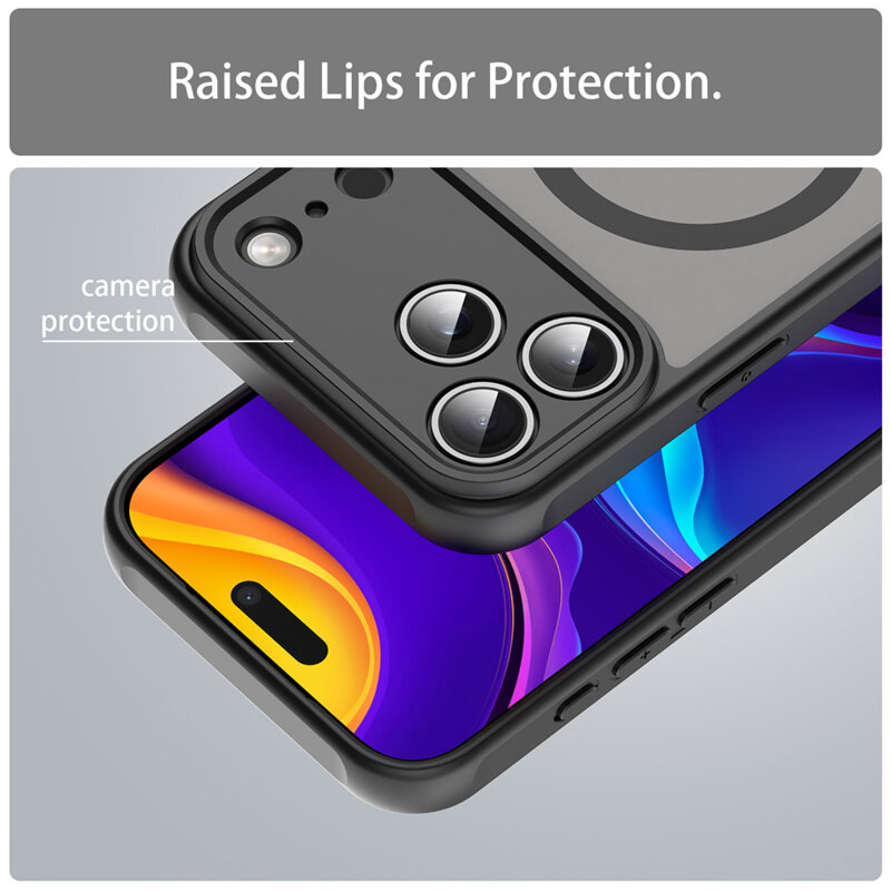 Husa iPhone 17 Pro Max Techsuit HaloFrost II MagSafe, negru