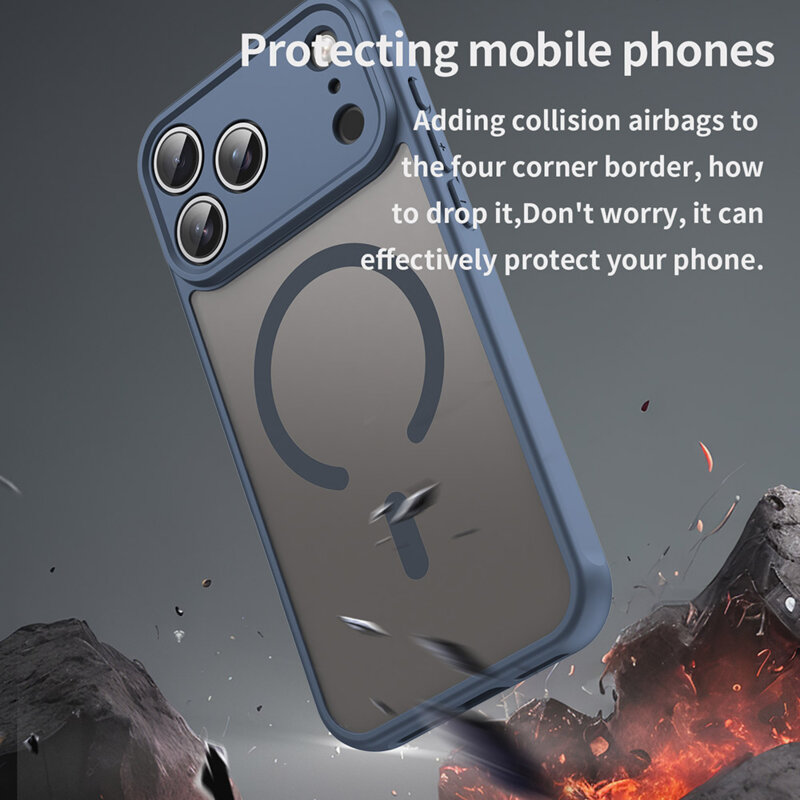 Husa iPhone 17 Pro Techsuit HaloFrost II MagSafe, bleumarin