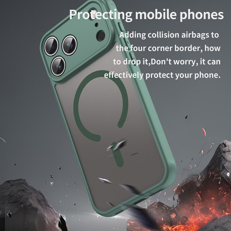 Husa iPhone 17 Pro Techsuit HaloFrost II MagSafe, verde