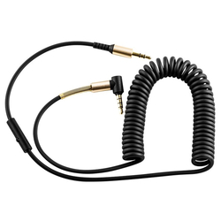 Cablu Auxiliar Spiralat Anti-incalcire Si Microfon Pe Fir Hoco UPA02 2M  - Negru