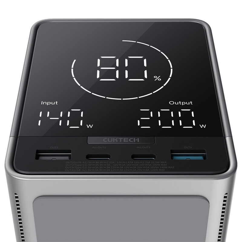 Baterie externa 40000mAh, modul wireless, afisaj, 300W Cuktech P01
