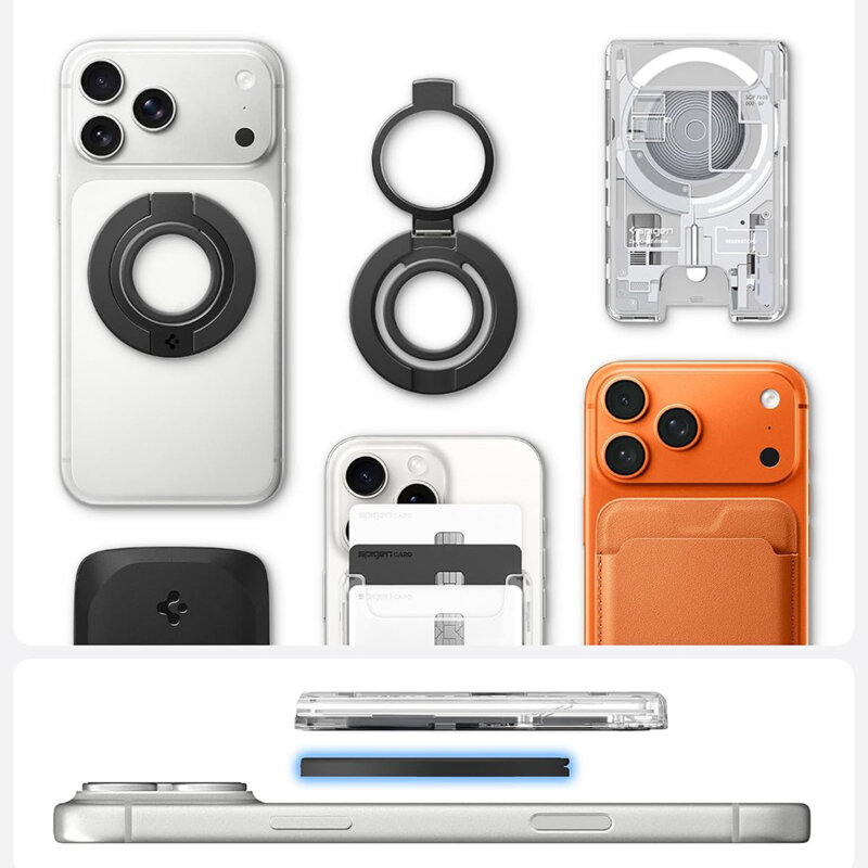 Inel magnetic, suport telefon MagSafe S Spigen Dual Pop, negru