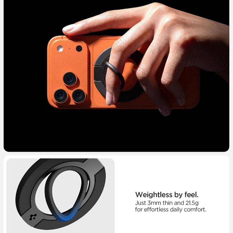 Inel magnetic, suport telefon MagSafe S Spigen Dual Pop, negru