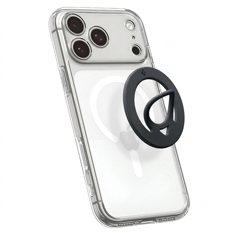 Inel magnetic, suport telefon MagSafe Spigen Dual Pop, negru