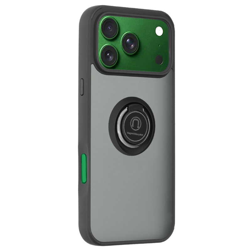 Husa iPhone 18 Pro Techsuit Glinth cu inel suport stand magnetic, negru