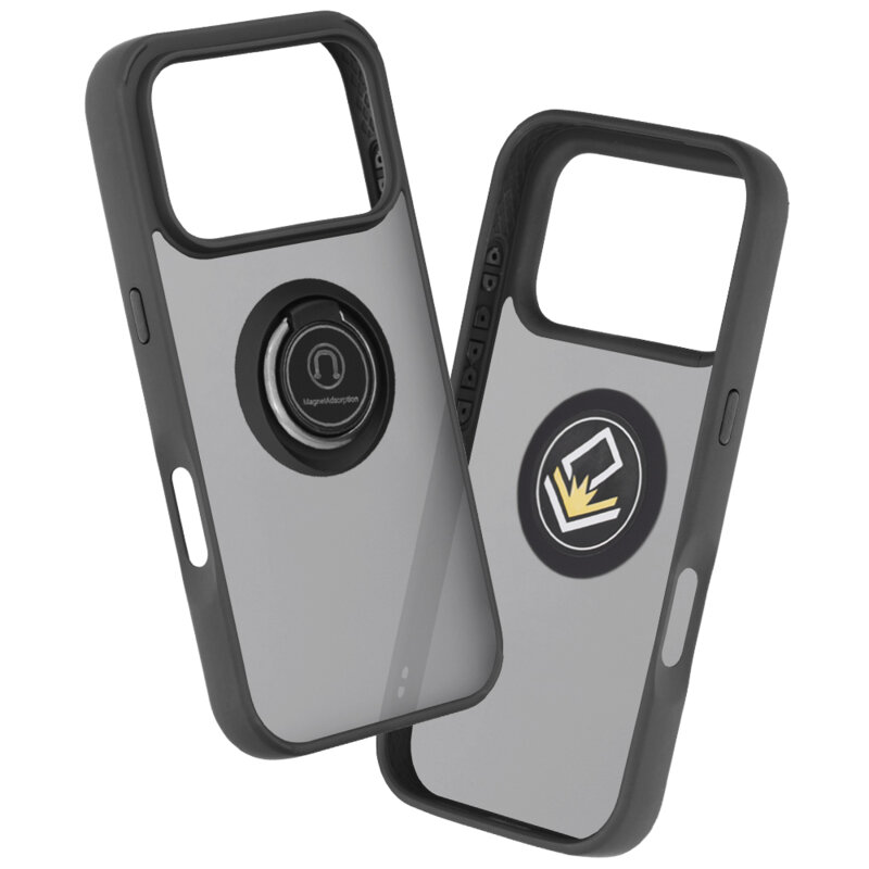 Husa iPhone 17 Pro Techsuit Glinth cu inel suport stand magnetic, negru