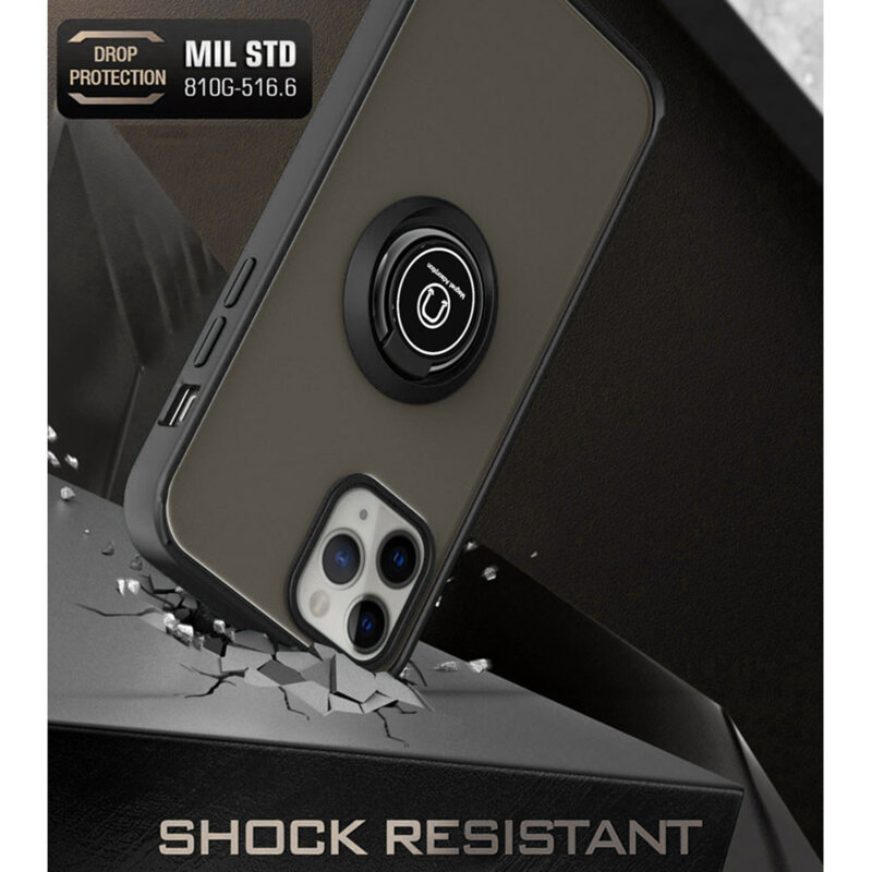 Husa iPhone 17 Pro Techsuit Glinth cu inel suport stand magnetic, negru