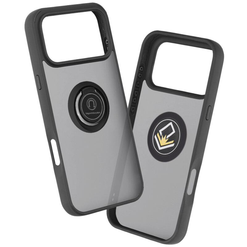 Husa iPhone 17 Pro Max Techsuit Glinth cu inel suport stand magnetic, negru