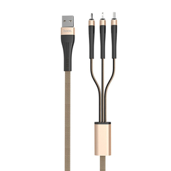 Cablu de date 1.2M 3in1 Hoco U39 USB-C, Lightning, Micro-USB - Auriu