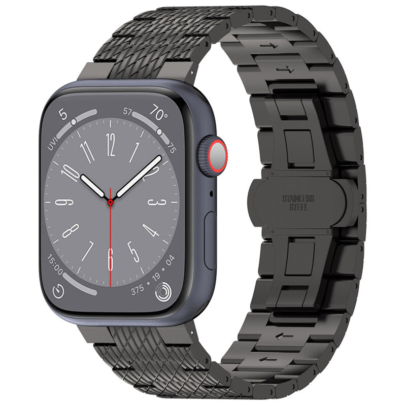 Curea premium Apple Watch 12 43mm Techsuit, negru, W052