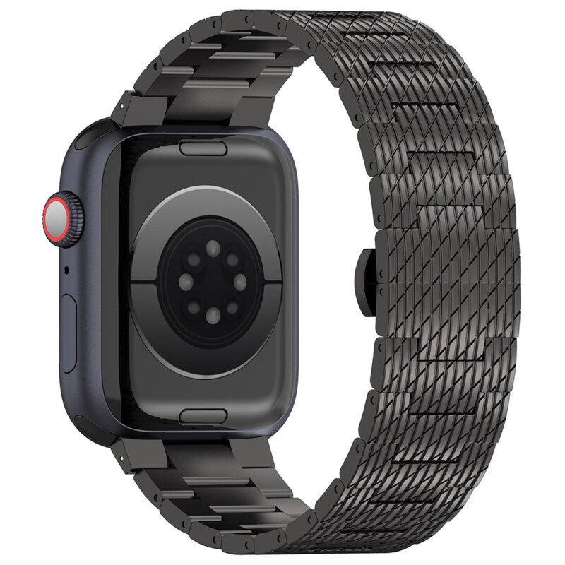 Curea premium Apple Watch 12 43mm Techsuit, negru, W052