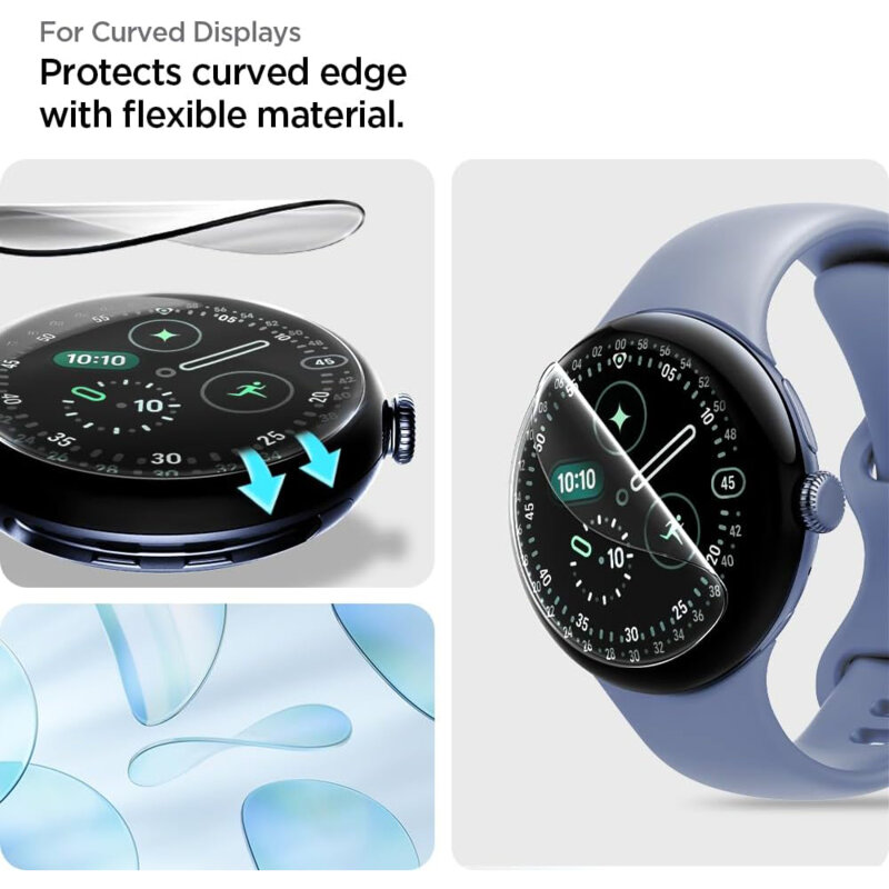 [Pachet 2x] Folie Google Pixel Watch 5 45mm Spigen Elite Shield EZ Fit, transparenta