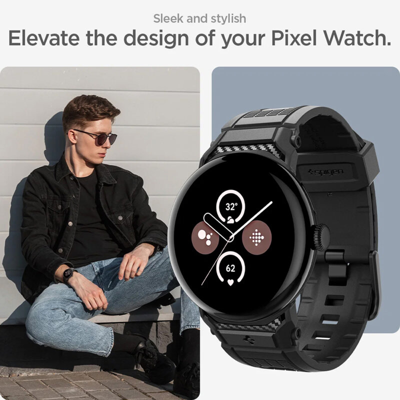 Curea Google Pixel Watch 5 41mm Spigen Rugged Band, negru