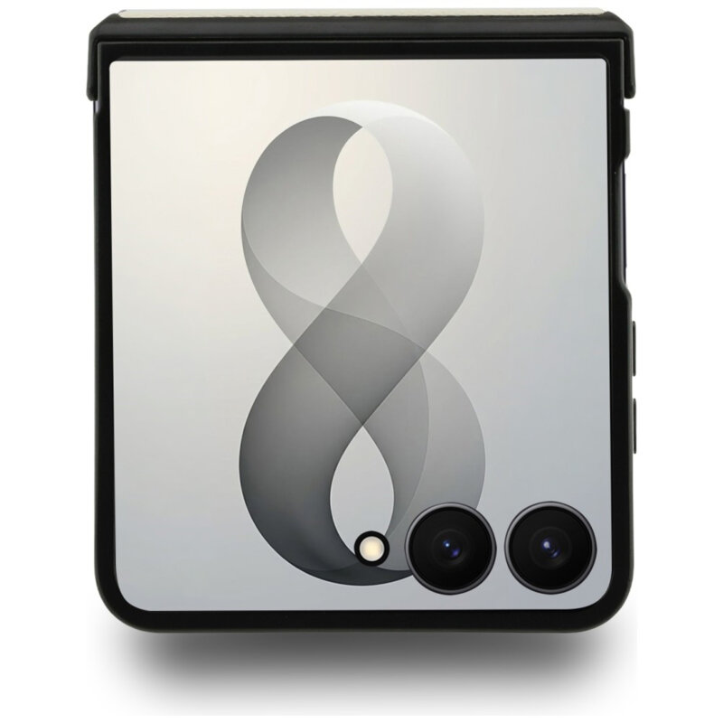 Husa Guess Samsung Galaxy Z Flip8 Ring Stand Grained Classic Logo MagSafe, bej, GUHMZF86PSGRSCLE