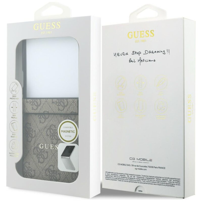 Husa Guess Samsung Galaxy Z Flip8 4G Leather Classic MagSafe, maro, GUHMZF8P4MSEGCW