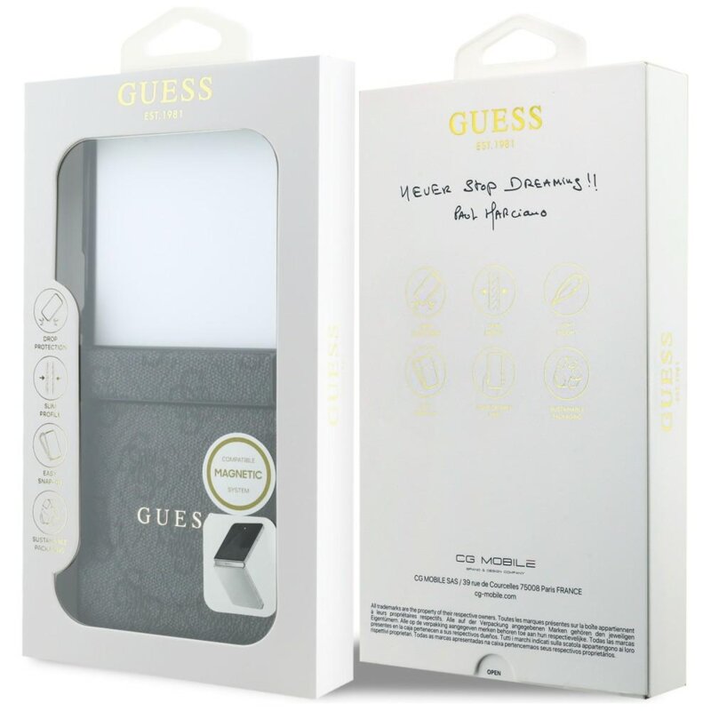 Husa Guess Samsung Galaxy Z Flip8 4G Leather Classic MagSafe, negru, GUHMZF8P4MSEGCK