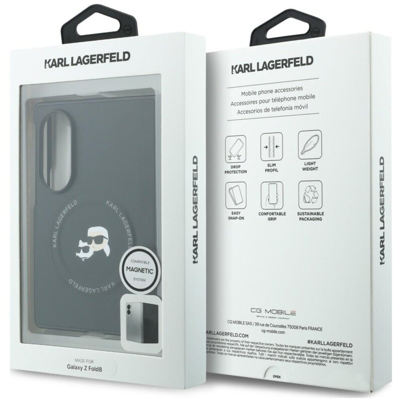 Husa Samsung Galaxy Z Fold8 Karl Lagerfeld Hardcase Leather Karl&Chaoupette Head Pin, KLHMZFW8PSMLRKCK