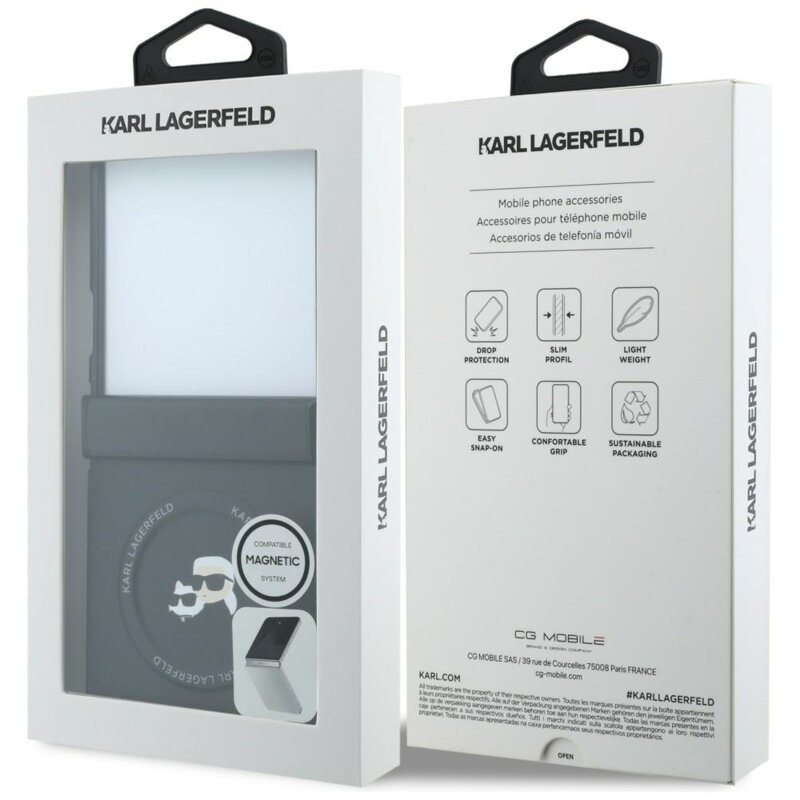 Husa Samsung Galaxy Z Flip8 Karl Lagerfeld Hardcase Leather Karl&Chaoupette Head Pin, KLHMZF8PSMLRKCK