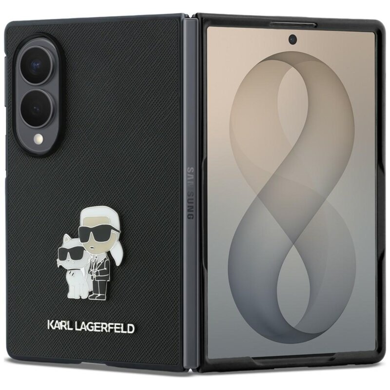 Husa originala Samsung Galaxy Z Fold8 Karl Lagerfeld Saffiano, Karl&Choupette Metal Pin, KLHCZFW8SAPKCNPK