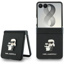 Husa originala Samsung Galaxy Z Flip8 Karl Lagerfeld Saffiano, Karl&Choupette Metal Pin, KLHCZF8SAPKCNPK