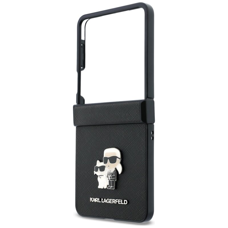 Husa originala Samsung Galaxy Z Flip8 Karl Lagerfeld Saffiano, Karl&Choupette Metal Pin, KLHCZF8SAPKCNPK