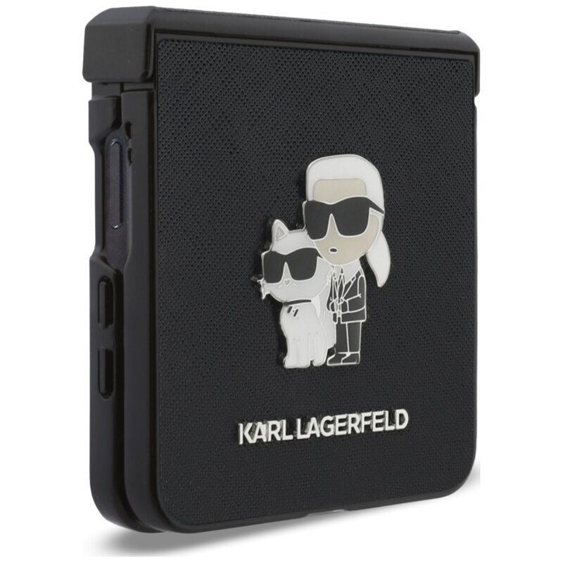 Husa originala Samsung Galaxy Z Flip8 Karl Lagerfeld Saffiano, Karl&Choupette Metal Pin, KLHCZF8SAPKCNPK