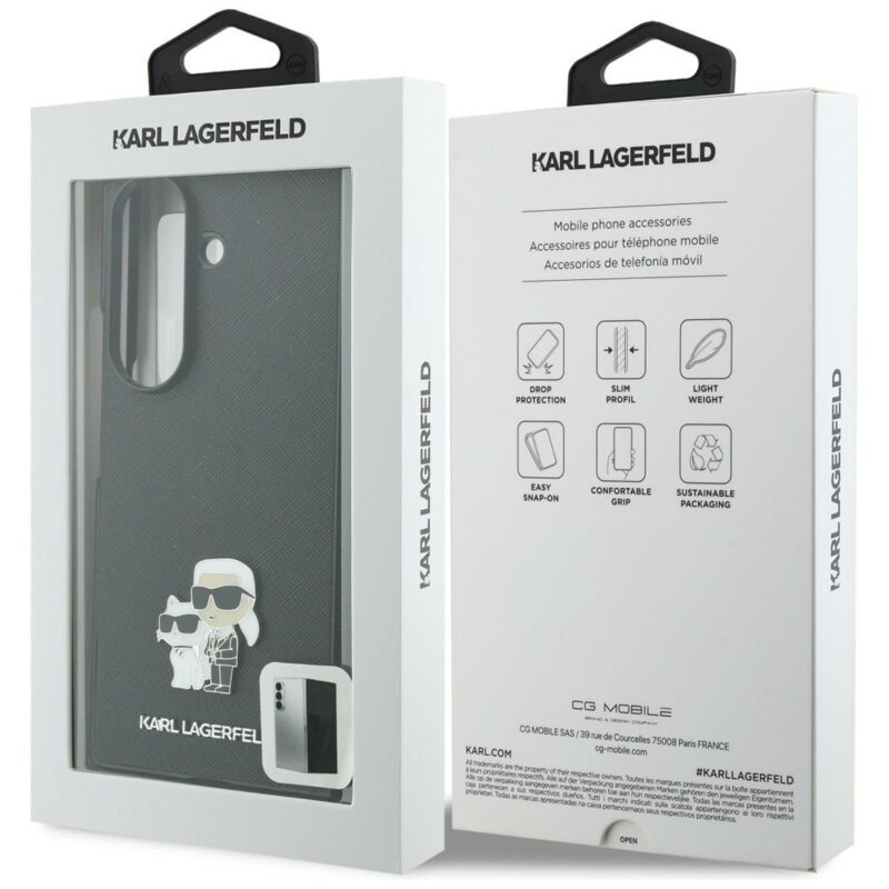 Husa originala Samsung Galaxy Z Fold8 Ultra Karl Lagerfeld Saffiano, Karl&Choupette Metal Pin, KLHCZFD8SAPKCNPK