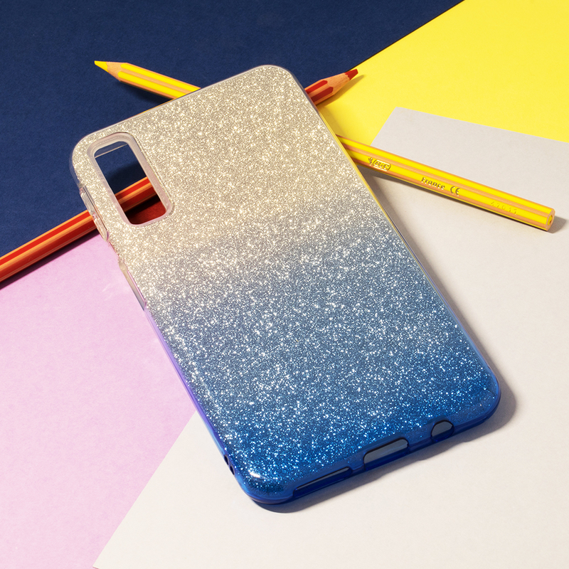 Husa Samsung Galaxy A7 2018 Gradient Color TPU Sclipici - Albastru