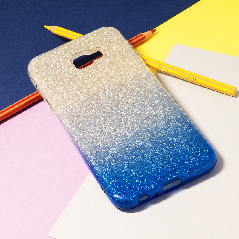Husa Samsung Galaxy J4 Plus Gradient Color TPU Sclipici - Albastru