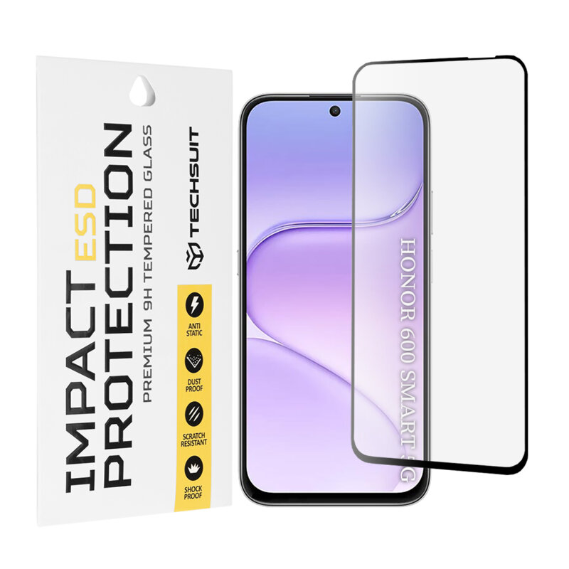 Folie sticla Honor 600 Smart Techsuit ESD Glass, negru