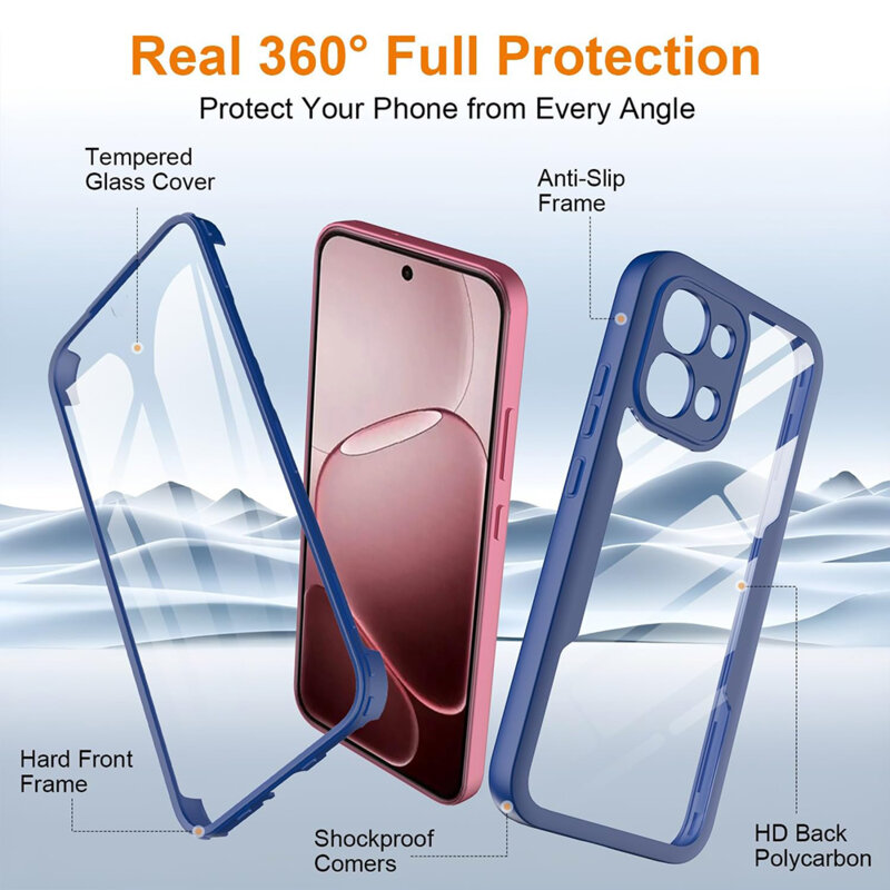 Husa 360° Oppo Reno16 Pro Techsuit ColorVerse, albastru